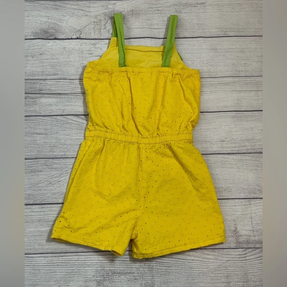 Gymboree Girls Yellow Eyelet Romper Size 8 Cotton Summer Outfit